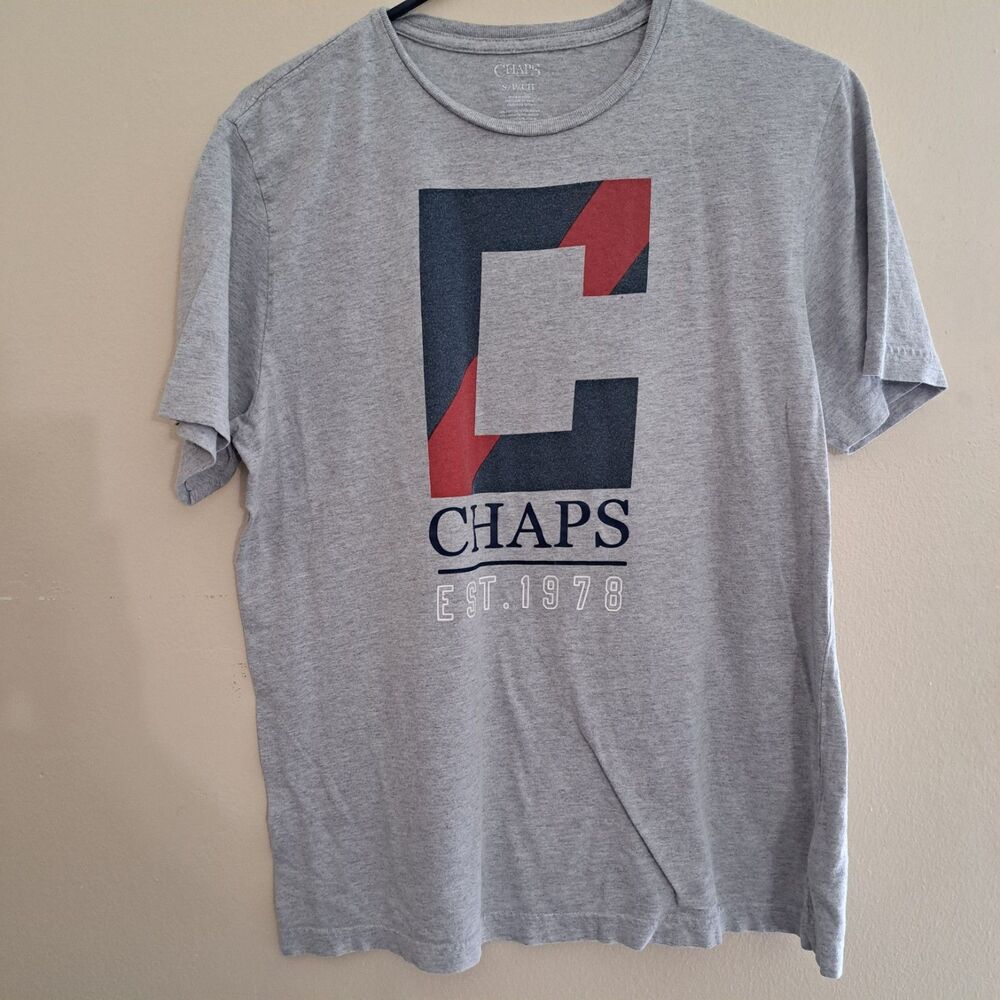 Chaps Mens Gray Graphic T Shirt Est 1978 Size S